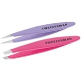 Tweezerman Schräge & Spitze Mini Pinzetten (2 Teilig, Schräge Spitze, Präzisionsspitze), Pink Lavendel