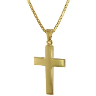 trendor Kreuz-Anhänger 24 mm Gold 333 (8 Kt.) mit plattierter Halskette, 40 cm