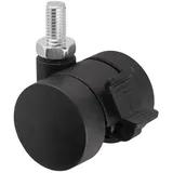SO-TECH® Doppelrolle AACHEN Ø 35 mm Tragkraft pro Möbelrolle 40 kg, mit M8 Gewindestift und Bremse (Feststeller) schwarz
