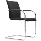 THONET S 55 PF Evo Konferenzstuhl mit Armlehnen schwarz | Gestell chrom