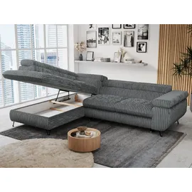 MKS Meble Eckcouch Cord 3-Sitzer Grau