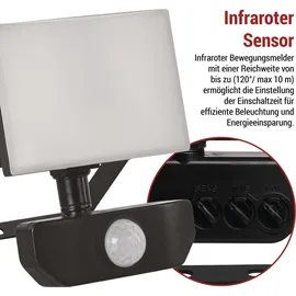 EMOS - LED-Strahler Tambo mit Bewegungsmelder - dünnes Aluminium Flutlicht - wasserdicht - neutralweiß - 1000 lm - 10 W - für Außen - schwarz, ... - Schwarz