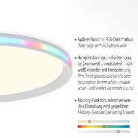 just light. LED-Deckenleuchte, weiß, CCT RGB Fernbedienung, dimmbar