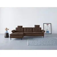 Ecksofa INOSIGN "Birkholm L-Form", braun (dunkelbraun), B:267cm H:83cm T:174cm, 100% Polyester, Sofas, Ecksofa, Armlehnverstellung, auch in Easy Clean Bezug - mit Wasser zu reinigen