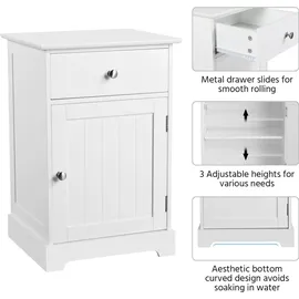 Yaheetech Nachtschrank Kommode Boxspringbett Nachttisch Nachtkommode mit Stauraum 40 x 35 x 60 cm Schlafzimmer Weiß