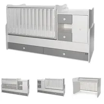 Lorelli Babybett, Jugendbett 3 in 1 Mini Max umbaubar, für 2 Kinder gleichzeitig weiß dunkelgrau