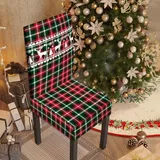 DOTBUY-SHOP Stuhlhussen Weihnachten Klassisches Rot 2/4/6/8er Set Stretch Stuhlbezug Stuhlhussen für Esszimmerstühle Waschbarer Hussen für Stühle für Stuhldekoration Restaurant (Grün,6er Set)