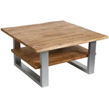 Sam - Couchtisch Baumkante 90 X 90 Cm Mango Massiv + Rough Silber Patrick