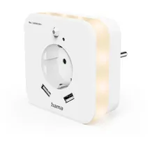 Hama LED Steckdosen-Nachtlicht mit USB & Bewegungsmelder,