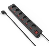 Hama Steckdosenleiste mit Schalter, 6-fach, Überspannungsschutz, einzeln schaltbar, Wandmontage, 1.4m, schwarz (223160)