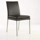 SIX Lederstuhl Ricco Stühle Echtleder Braun Leder-Stuhl Lederstühle Edelstahl