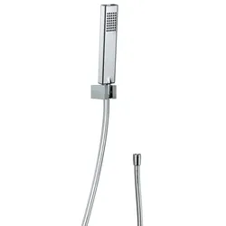 HSK Design-Handbrause Eckig, inkl. Brauseschlauch, Silber mit Handbrausehalter Eckig