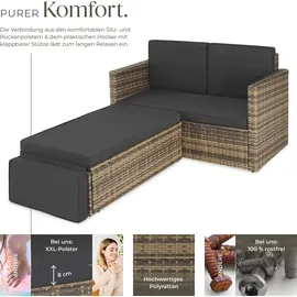 Tectake Korfu Rattan Lounge 2-Sitzer beige