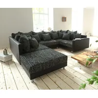 DeLife Couch Clovis Schwarz mit Hocker und Armlehne Wohnlandschaft - Schwarz