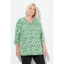 Ulla Popken Damen große Größen Übergrößen Plus Size Shirt, Blüten, A-Linie, Rundhals, 3/4-Arm apfelgrün 54+ 835699428-54+ - 54-56
