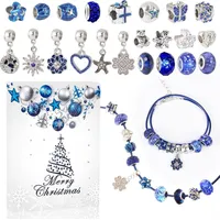 luxuskollektion Adventskalender Schmuck Mädchen 24 Armkette Anhänger Blau - Blau