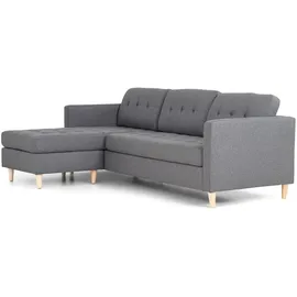 VCM Marino Sofa, Chaiselongsofa Rechts oder Links Gewendet in hellgrauen Stoff mit Holzbeinen.
