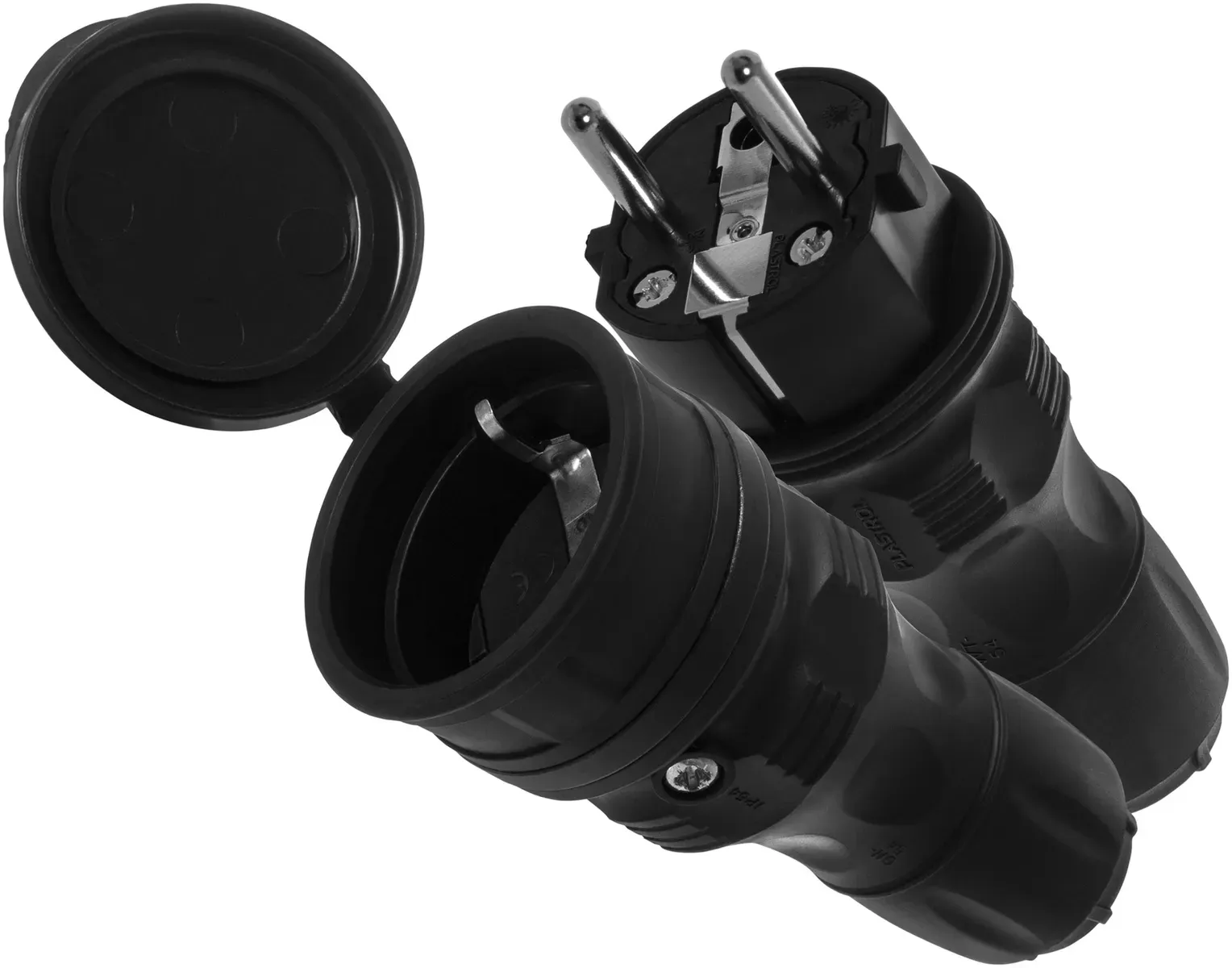 Anschlussset mit Stecker WT-54 und Kupplung GN-44 250V Schuko schwarz W-98861