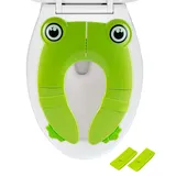 iFealClear Faltbarer Toilettensitz Kinder, Tragbar Kinder Toilettentrainer Sitz, WC Sitz Kleinkind Reise Töpfchentrainer mit Aufbewahrungstüte, Grüner Frosch