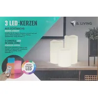 Echtwachskerzen 3er Set RGB/LED Kerzen mit Fernbedienung Und Timer B Living NEU