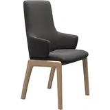 Polsterstuhl STRESSLESS "Laurel", grau (rock paloma, eiche gekalkt), B:58cm H:105cm T:60cm, Leder PALOMA: PALOMA ist ein durchgefärbtes Semianilin-Möbelleder mit natürlicher Narbung., Stühle, High Back mit Armlehne, Größe L, mit abgerundeten Beinen in Eiche