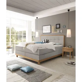 Hasena Chalet Boxspringbett 140-180 cm Braun / Hellgrau, Liegefläche:160 x 200 cm, Topper:Superio-Topper