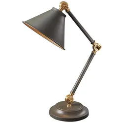 Provence Element Mini-Tischlampe mit 1 Licht, Dunkelgrau/Gealtertes Messing