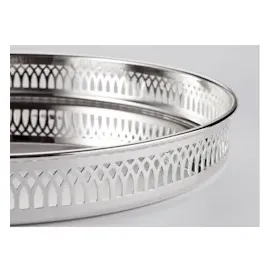 Edzard Tablett Delphi (ø 30 cm) rund, edel versilbert, anlaufgeschützt - Serviertablett, Galerietablett