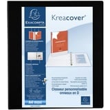 Exacompta 51843NE Präsentationsringbuch KreaCover aus blickdichtem Kunststoff für DIN A4, 4-D Ring Mechanik 40 mm, Rücken 64 mm, schwarz