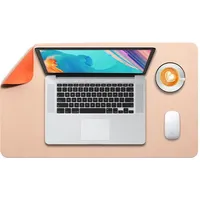 Mausepad L, Große Mausmat, DOBAOJIA Laptop-Schreibtischmatte, Schreibtischunterlage, Büro Schreibtisch Pad, Schreibblock, Doppelseitige Verwendung PU Leder Wasserdicht, 60 x 35cm Beige/Orange