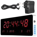 AUNMAS Digital LED Wanduhr Präzise Timing Kalender Tag Uhr für Küche Wohnzimmer Büro Konferenzraum Schlafzimmer(Kalendertemperaturwoche)