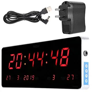 AUNMAS LED Wanduhr, Digital Kalender Uhr mit präzisen Zeitanzeige, Blackout-Speicherfunktion und Temperaturanzeige für Küche, Wohnzimmer, Büro