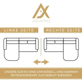 ax living Blau Cord Couch L Form – Cedria L+R Wohnlandschaft 287cm
