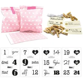 Frau Wundervoll DIY Adventskalender Bescherung rosa Stern 13x16,5cm