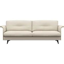 3-Sitzer FLEXLUX "Glow Designsofa, bequem und komfortabel durch hochwertigen Sitzaufbau", weiß (warm weiß), B:224cm H:81cm T:91cm, 100% Echteder, Sofas, Skandinavisches Design, In hochwertiger Verarbeitung