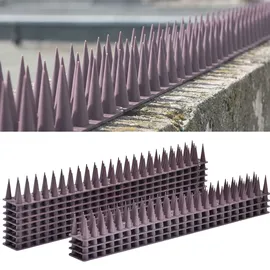 ideoon garden 12er Set Taubenspikes Braun 5,4m - Effektive Vogelabwehr aus Polycarbonat - 3-reihige Abwehrspikes gegen Tauben, Möwen, Marder, Katzen & Eichhörnchen