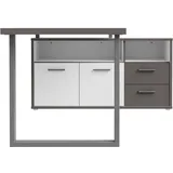 Forte Eckschreibtisch Keflav Grau / Weiß