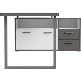 Forte Eckschreibtisch Keflav Grau / Weiß