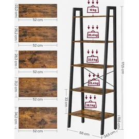 VASAGLE Bücherregal 56 x 34 x 172 cm Braun/Schwarz