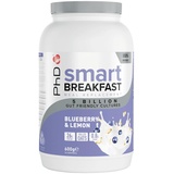 PHD Smart Breakfast Proteinshake, mit hohem Proteingehalt & wenig Zucker, Frühstück mit essentiellen Vitaminen, Mineralien & Probiotika, 600g Mix (10 Portionen), Heidelbeer-Zitronen Geschmack