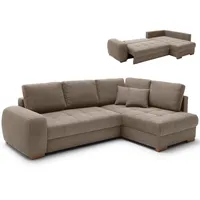 Ecksofa - taupe - Boxspringfederung - Liegefunktion - Holzfüße