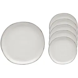 Van Well | URBAN Dessertteller 20 cm creme  6er Set  - Steinzeug für Frühstück, Dessertteller Rund, Kuchenteller