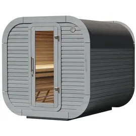 Wolff Finnhaus Design Saunahaus Luago 2x2 Art 1 hellgrau Typ 1 ohne Fenster Komplett montiert