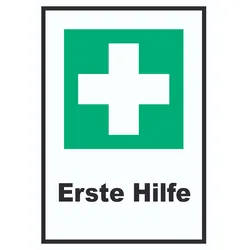 Erste Hilfe Schild A3 Rückseite selbstklebend