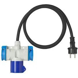 PRO PLUS Adapterkabel 150cm von Schuko Stecker nach 1xCEE 2xSchuko Steckdose
