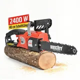 Hecht Elektro-Kettensäge Motorsäge 2250 mit 40 cm Schnittlänge, 45,8 cm Schwertlänge, 2400 Watt, Soft-Start, Rückschlagbremse rot