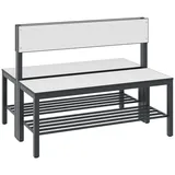 C+P Doppelseitige Sitzbank mit Rückenlehne, Basic Plus, H796xB1000xT760mm, Gestell Schwarzgrau / Dekor Weiß (8060-410)