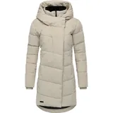 Ragwear Damen, Langer Wintermantel wasserdicht in Kord-Optik warmer Steppmantel mit Samt-Haptik Pavla Cordy YOUMODO bone, Gr. S - S