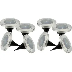 Lumisky 8er-Set runde Solarspots D12cm Silber Lumi jardin