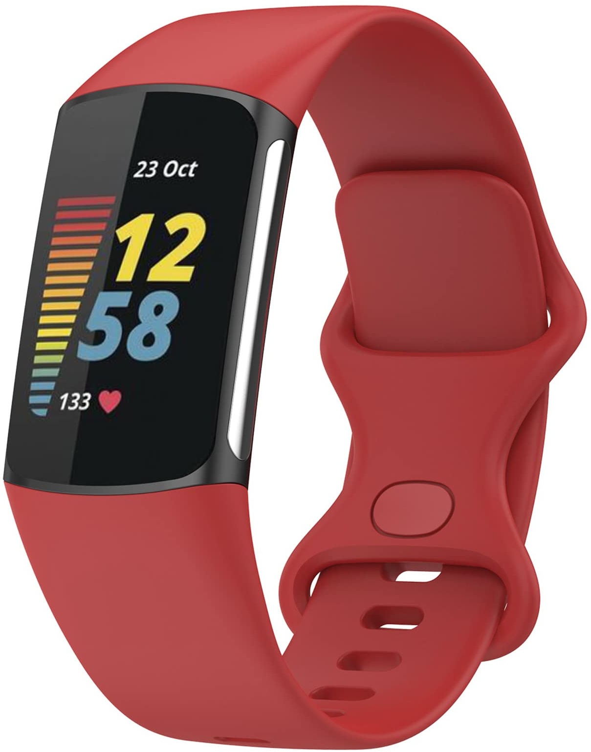 TopPerfekt Armbänder Kompatibel mit Fitbit Charge 5 Armband, Verstellbares Weiches Silikon Sport Ersatz Uhrenarmband Armbänder Armband für Charge 5 Activity Tracker Damen Herren (Rot, S)